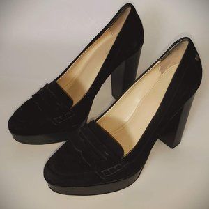 Calvin Klein "Lorrie" Black Suede Pump Platform Heel